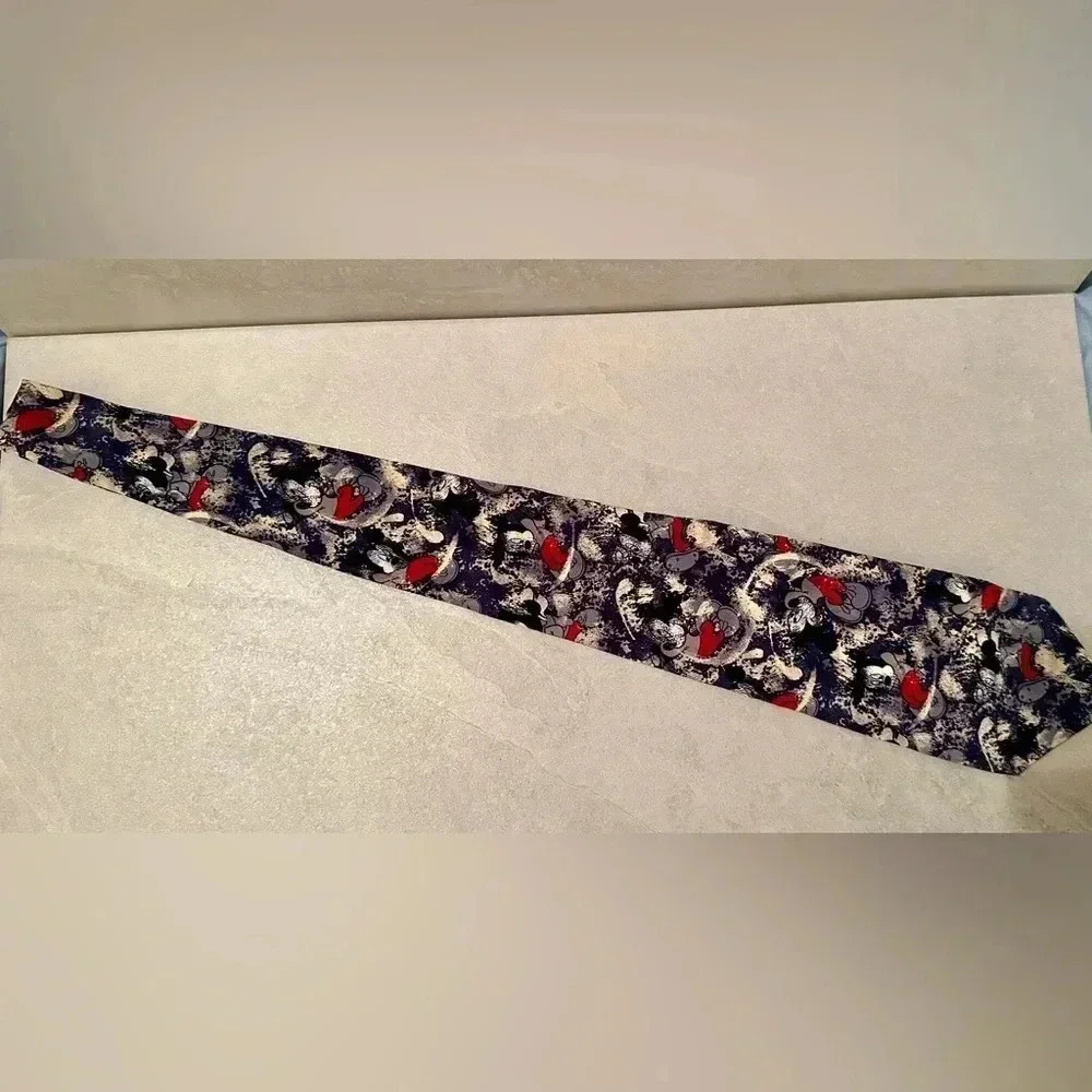 Vintage Tie Rack Disney Mickey Mouse Navy / White Silk Tie